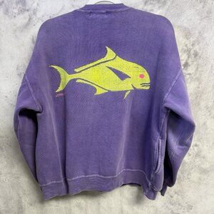 Vintage 90s Hawaiian Style Sweatshirt Mens XL 24x23.5 Purple Hawaii Fish Surf
